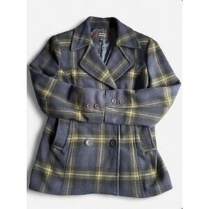 Stephanie Mathews Plaid Wool Blend Peacoat
